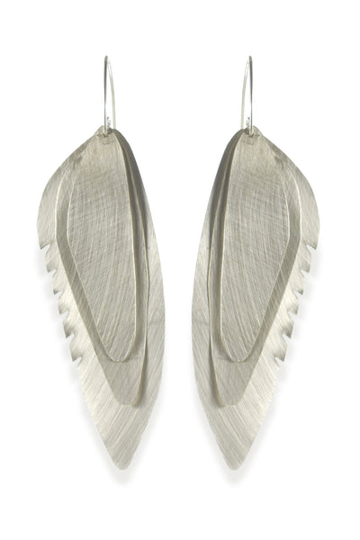 Wing Feather Earrings Large, Matte - Melissa Osgood Studio Store - 1