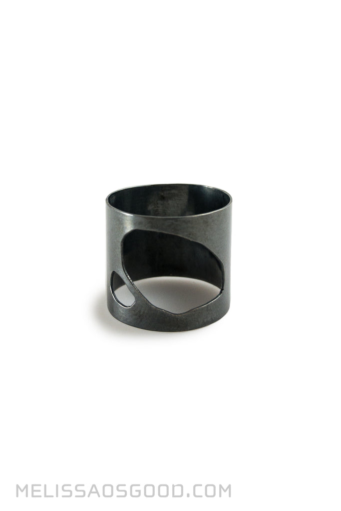 Pebble Ring Oxidized Sterling, HIGH Profile