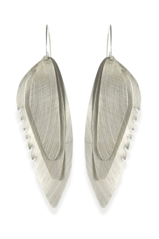 Wing Feather Earrings Large, Matte - Melissa Osgood Studio Store - 1
