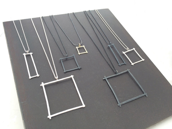 Compartment Large Square Pendant, Oxidized - Melissa Osgood Studio Store - 3