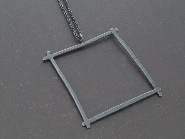 Compartment Large Square Pendant, Oxidized - Melissa Osgood Studio Store - 2