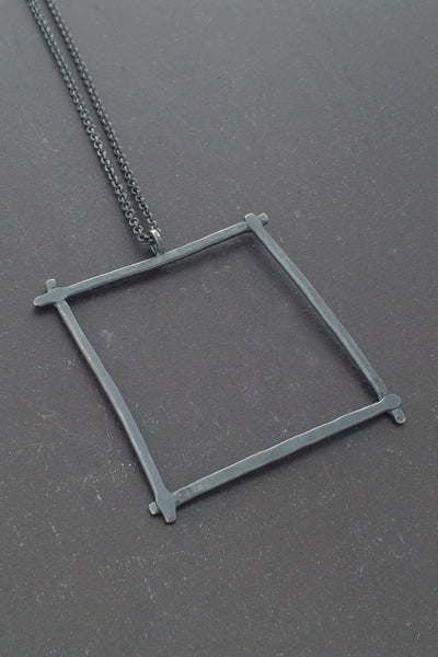 Compartment Large Square Pendant, Oxidized - Melissa Osgood Studio Store - 1