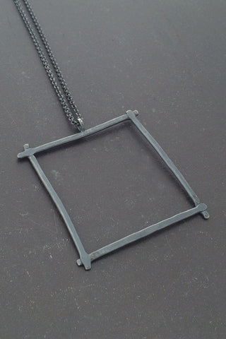 Compartment Large Square Pendant, Oxidized - Melissa Osgood Studio Store - 1