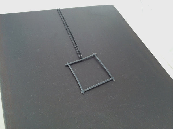 Compartment Large Square Pendant, Oxidized - Melissa Osgood Studio Store - 4