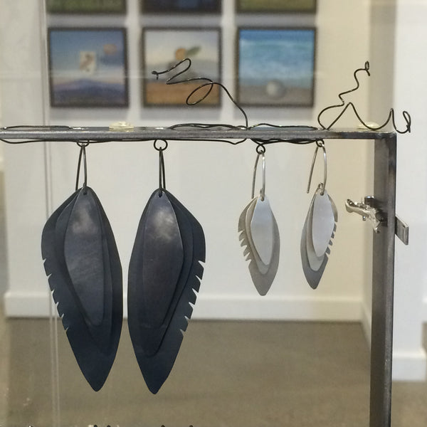 Wing Feather Earrings Small, Matte - Melissa Osgood Studio Store - 2