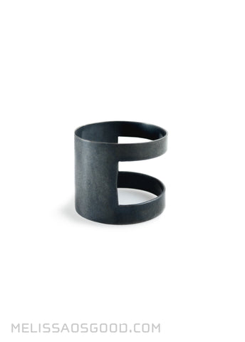 Banded Ring Oxidized Silver, HIGH Profile