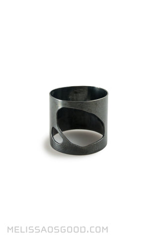 Pebble Ring Oxidized Sterling, HIGH Profile